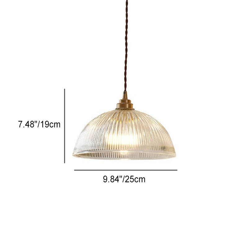 Modern Minimalist Clear Brass Glass Dome Pot Lid 1-Light Pendant Light