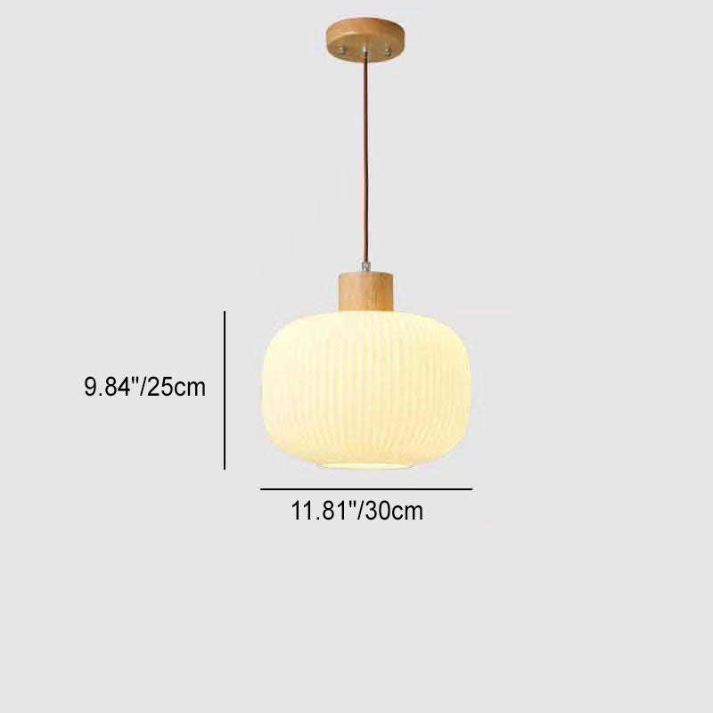 Traditional Japanese Log Solid Wood Strip Glass Jar 1/2/3 Light Island Pendant Light For Living Room