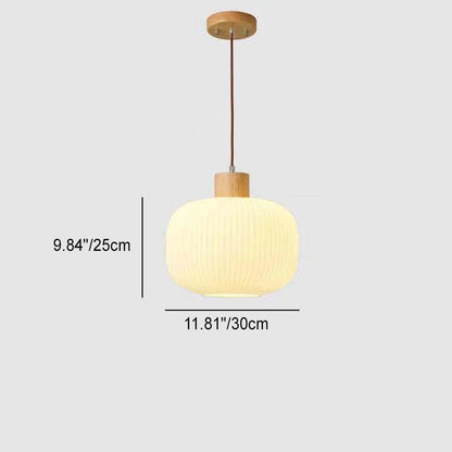 Traditional Japanese Log Solid Wood Strip Glass Jar 1/2/3 Light Island Pendant Light For Living Room