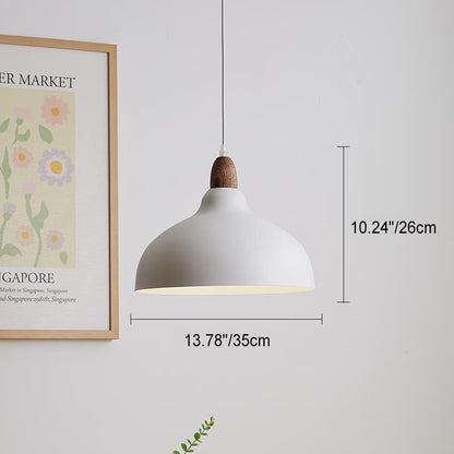 Traditional Japanese Solid Wood Dome Round Hardware 1-Light Pendant Light For Living Room