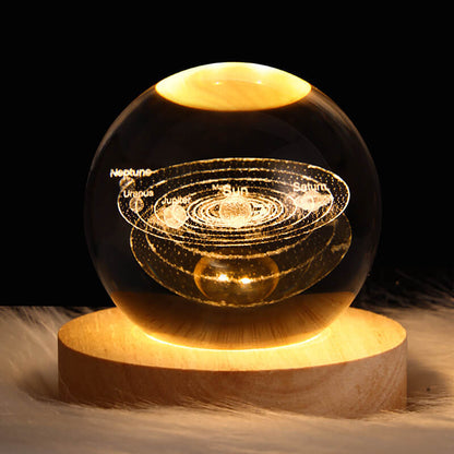 Contemporary Creative Star System Crystal Ball USB LED Night Light Table Lamp For Bedroom