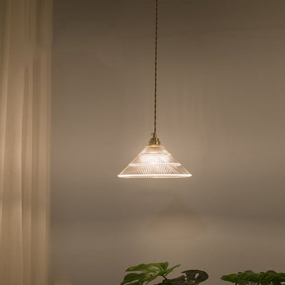Traditional Vintage Clear Glass Flower Shape Brass 1-Light Pendant Light For Living Room