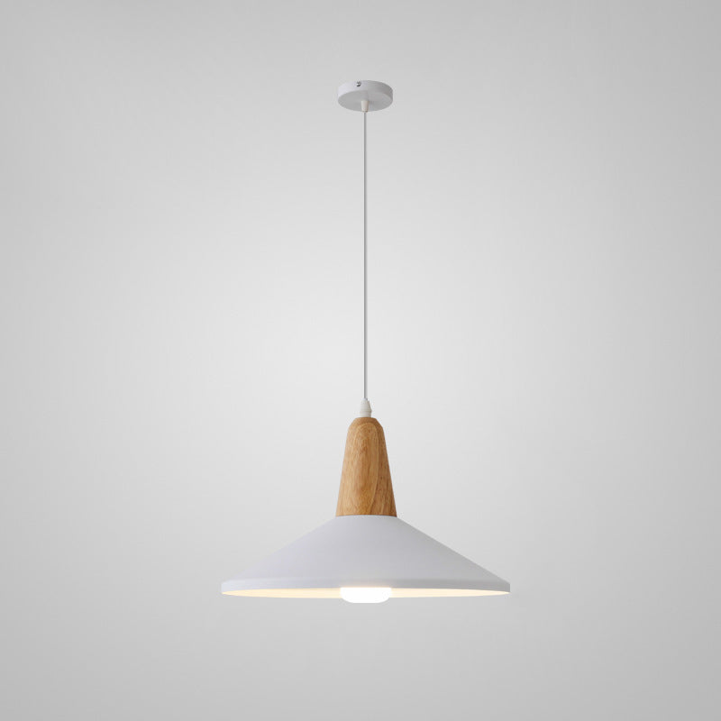 Modern Minimalist Macaron Color Aluminum Solid Wood 1-Light Pendant Light