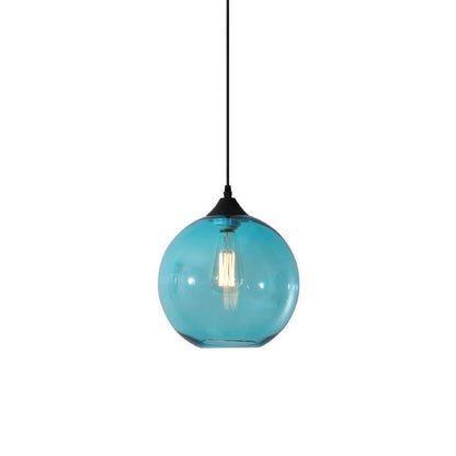 Modern Minimalist Stained Round Glass Iron 1-Light Pendant Light for Living Room
