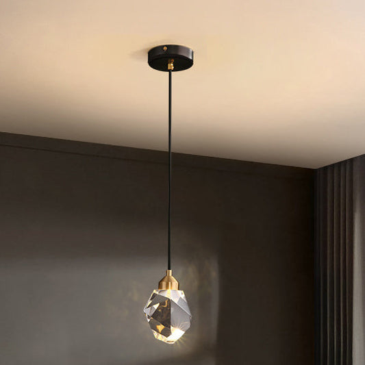 Modern Luxury Sparkling Crystal Stone Iron LED Pendant Light For Living Room