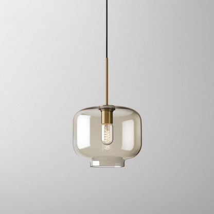Contemporary Nordic Iron Glass Round Geometric Jar 1-Light Pendant Light For Living Room & Bedroom