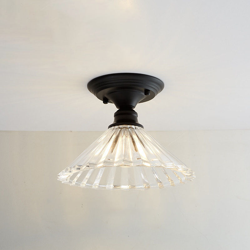 Contemporary Nordic Iron Glass Floral Round Geometry 1-Light Semi-Flush Mount Ceiling Light For Living Room & Bedroom