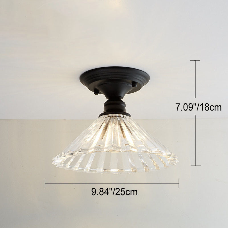 Contemporary Nordic Iron Glass Floral Round Geometry 1-Light Semi-Flush Mount Ceiling Light For Living Room & Bedroom