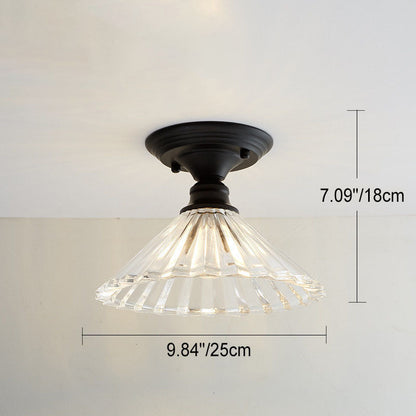 Contemporary Nordic Iron Glass Floral Round Geometry 1-Light Semi-Flush Mount Ceiling Light For Living Room & Bedroom