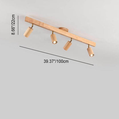 Modern Minimalist Solid Wood Metal Track Lighting LED Semi-Flush Mount Ceiling Light for Living Room