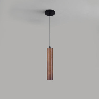 Modern Minimalist Oak Wood Cylinder LED Pendant Light For Living Room & Bedroom