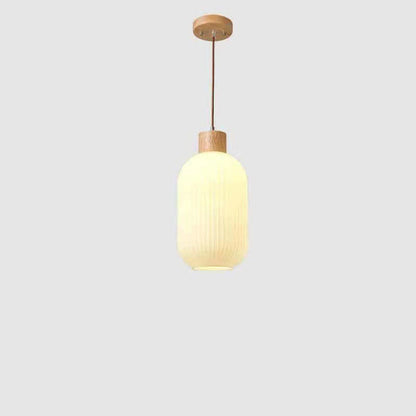 Traditional Japanese Log Solid Wood Strip Glass Jar 1/2/3 Light Island Pendant Light For Living Room