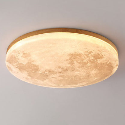 Modern Minimalist Moon Round Hardware PVC Acrylic LED Flush Mount Ceiling Light For Living Room