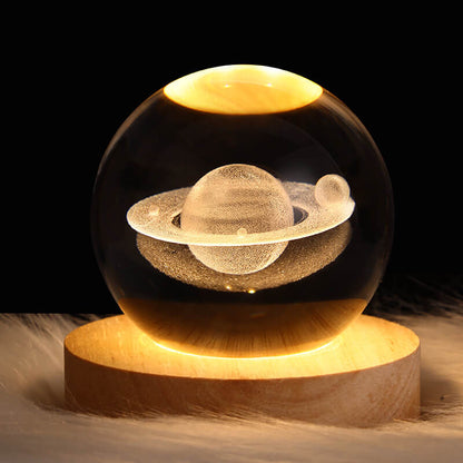 Contemporary Creative Star System Crystal Ball USB LED Night Light Table Lamp For Bedroom