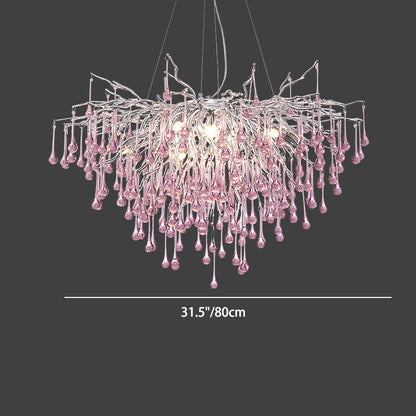 Modern Luxury Crystal Glass Aluminum Branch Water Drop 6/8/10/14 Chandeliers For Dining Room