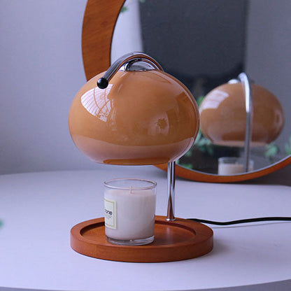 Contemporary Retro Glass Dome Solid Wood Metal Base 1-Light Melting Wax Table Lamp