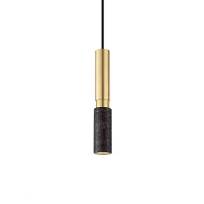 Contemporary Nordic Marble Terrazzo Column Metal 1-Light Pendant Light for Living Room