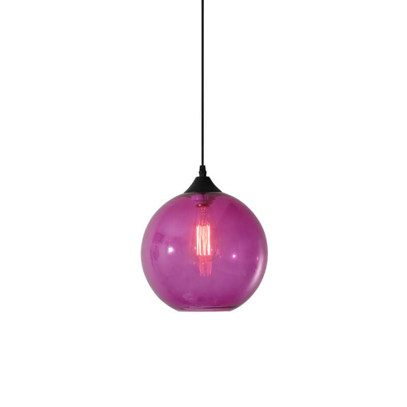 Modern Minimalist Stained Round Glass Iron 1-Light Pendant Light for Living Room