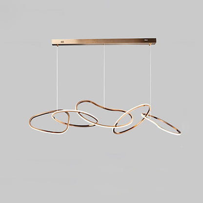 Contemporary Nordic Stainless Steel Round Toroidal LED Chandeliers For Dining Room