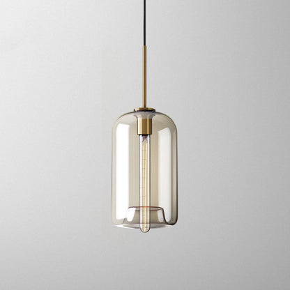 Contemporary Nordic Iron Glass Round Geometric Jar 1-Light Pendant Light For Living Room & Bedroom