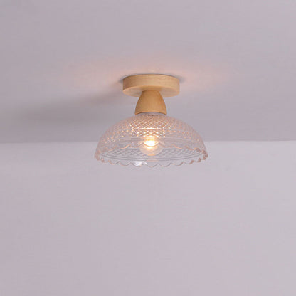 Japanese Minimalist Log Glass 1-Light Semi-Flush Mount Light
