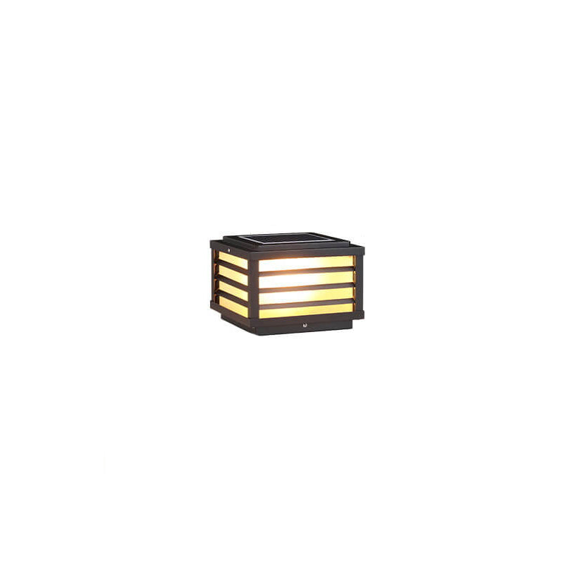 Modern Minimalist Waterproof Solar Square Aluminum PC LED Post Landscape Lighting for Garden