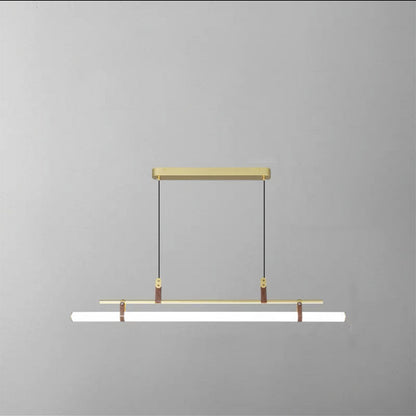 Modern Minimalist Long Strip Iron Acrylic Faux Leather LED Island Light Chandelier For Living Room & Dining Room
