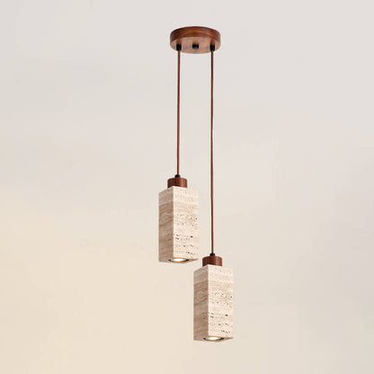 Japanese Wabi-sabi Solid Wood Stone 1/2/3-Light Island Light Chandelier