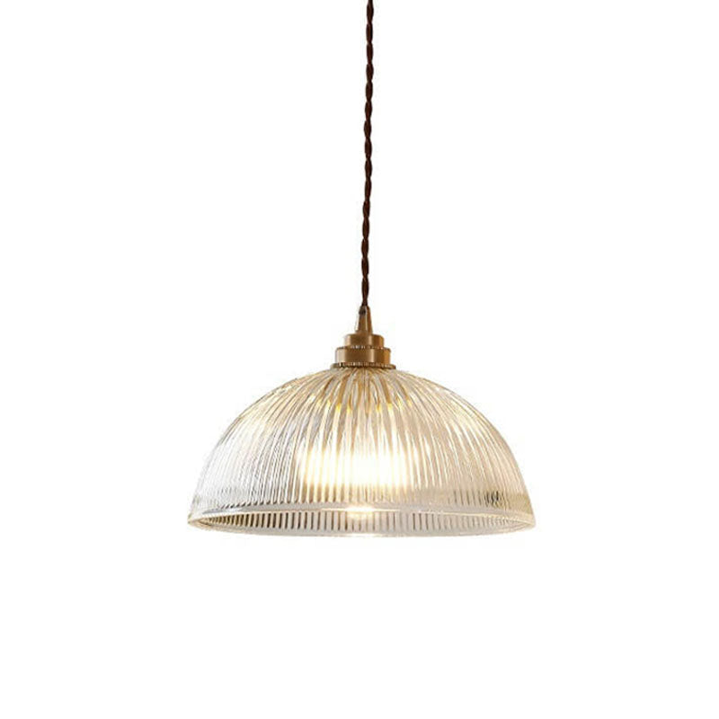Modern Minimalist Clear Brass Glass Dome Pot Lid 1-Light Pendant Light