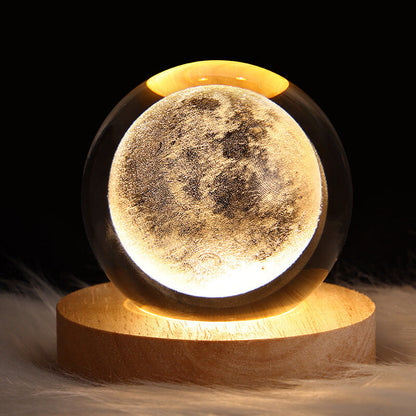 Contemporary Creative Star System Crystal Ball USB LED Night Light Table Lamp For Bedroom