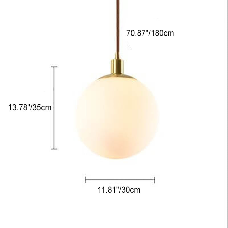 Contemporary Nordic Minimalist White Orb 1-Light Pendant Light For Bedroom