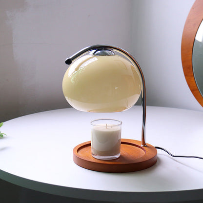 Contemporary Retro Glass Dome Solid Wood Metal Base 1-Light Melting Wax Table Lamp