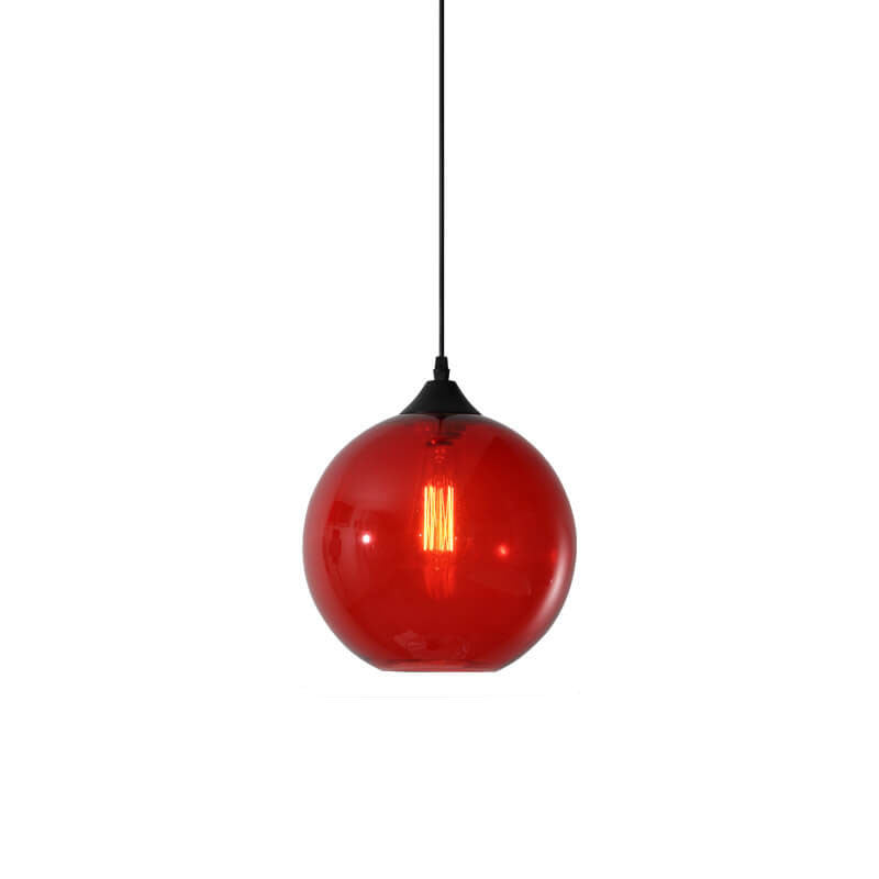 Modern Minimalist Stained Round Glass Iron 1-Light Pendant Light for Living Room