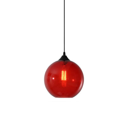 Modern Minimalist Stained Round Glass Iron 1-Light Pendant Light for Living Room
