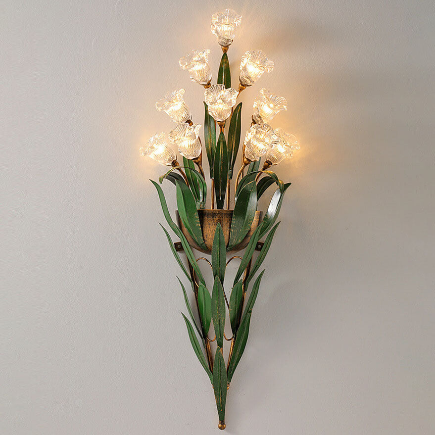 Modern Minimalist Glass Flower 6/10-Light Wall Sconce Lamp