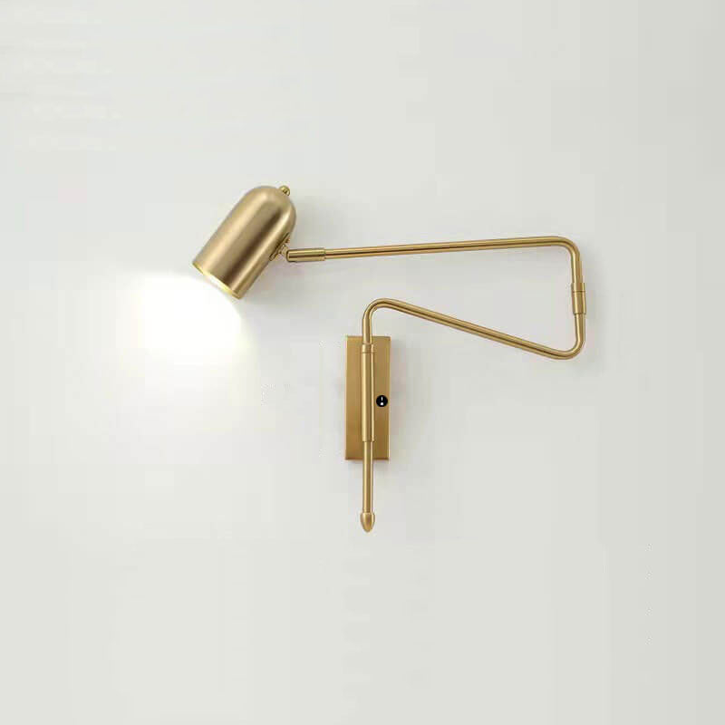 Contemporary Nordic Iron Cylinder Long Pole Swing Arm Wall Sconce Lamp for Bedroom