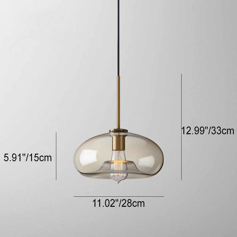 Contemporary Nordic Iron Glass Round Geometric Jar 1-Light Pendant Light For Living Room & Bedroom