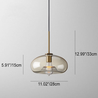 Contemporary Nordic Iron Glass Round Geometric Jar 1-Light Pendant Light For Living Room & Bedroom
