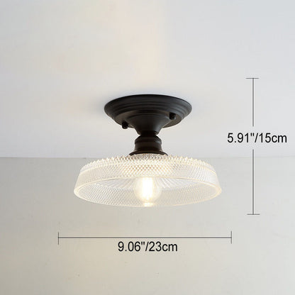 Contemporary Nordic Iron Glass Floral Round Geometry 1-Light Semi-Flush Mount Ceiling Light For Living Room & Bedroom