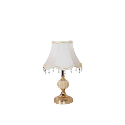 Traditional Vintage Fabric Floral Glass Hardware Plating 1-Light Table Lamp for Bedroom