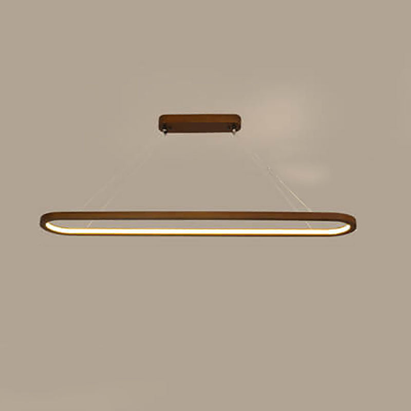 Modern Chinese Solid Wood Round Ring Frame Island Light LED Chandelier