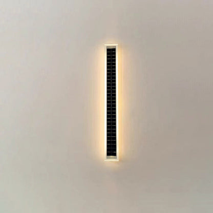 Modern Minimalist Aluminum Acrylic Outdoor Solar Rectangular Strip Waterproof Patio LED Wall Sconce Lamp for Outdoor Patio