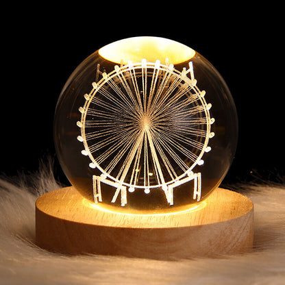 Contemporary Creative Star System Crystal Ball USB LED Night Light Table Lamp For Bedroom