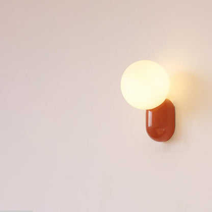Modern Minimalist Macaron Cream Style Resin Glass Ball 1-Light Wall Sconce Lamp