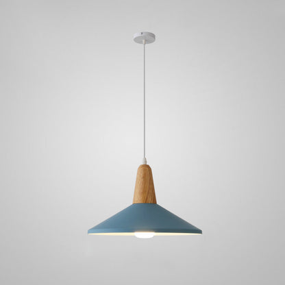 Modern Minimalist Macaron Color Aluminum Solid Wood 1-Light Pendant Light