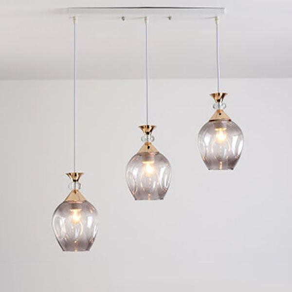 Contemporary Nordic Gradient Glass Hardware Orb 1/3 Light Island Light Chandelier for Living Room
