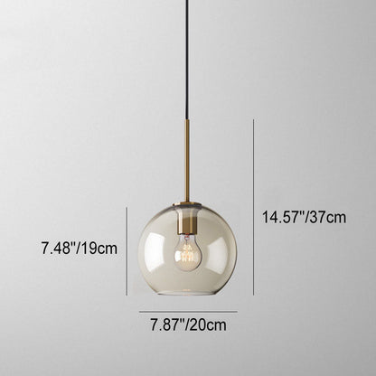 Contemporary Nordic Iron Glass Round Geometric Jar 1-Light Pendant Light For Living Room & Bedroom