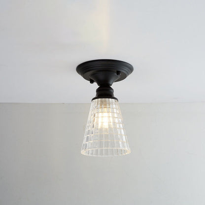 Contemporary Nordic Iron Glass Floral Round Geometry 1-Light Semi-Flush Mount Ceiling Light For Living Room & Bedroom