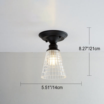 Contemporary Nordic Iron Glass Floral Round Geometry 1-Light Semi-Flush Mount Ceiling Light For Living Room & Bedroom