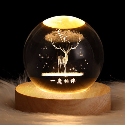 Contemporary Creative Star System Crystal Ball USB LED Night Light Table Lamp For Bedroom